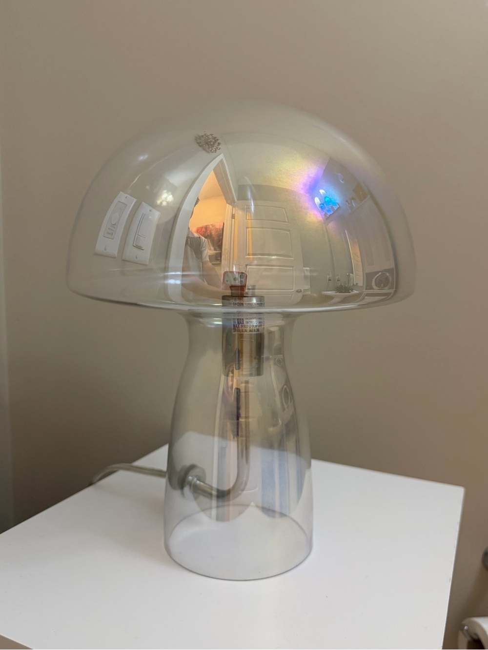 Iridescent Glass Mushroom Table Lamp